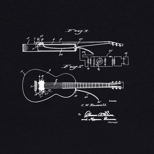 Guitar Vintage Patent Drawing by TheYoungDesigns